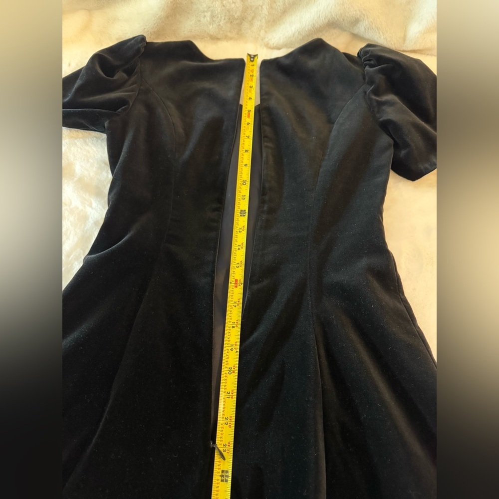 Vintage Laura Ashley Black Velvet Dress Puff Sleeve Romantic Mini Dress - Picture 12 of 15
